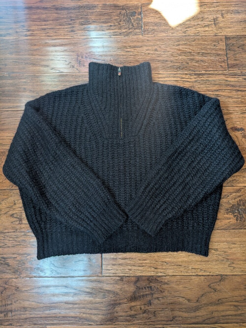 ba&sh Alpaca Blend Quarter Zip Pullover Sweater in Black Size 1 (Small)
